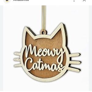 Meowy Catmas Wooden Ornament - new